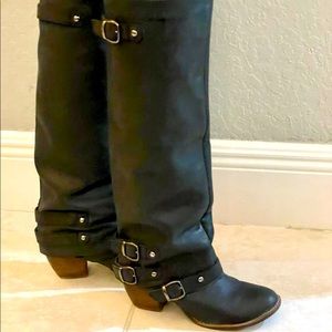 MIA limited Edition slouchy Riding Biker leather boots with buckles size 7